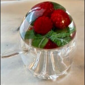 Vintage MCM Lucite Preserve Jam Pot with Lid & Spoon raspberry in Resin retro